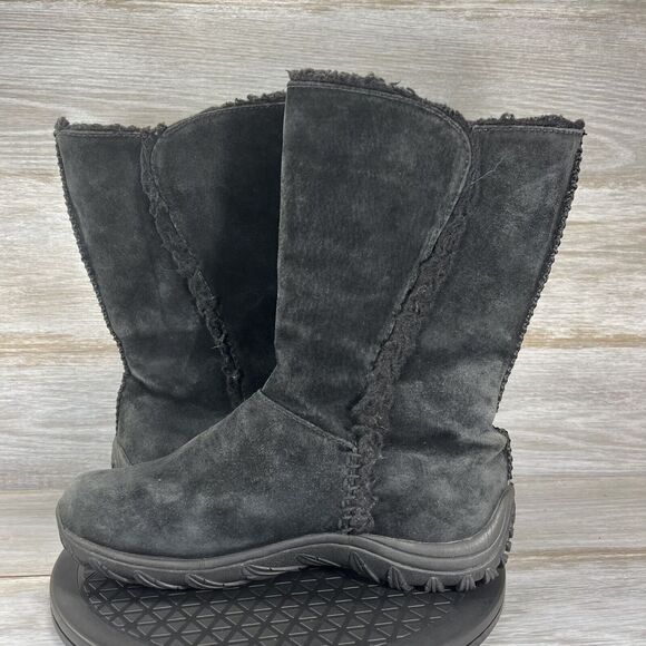 Patagonia Women's Lugano Black Suede Waterproof Insulated Winter Boots Size 10 - Picture 7 of 8